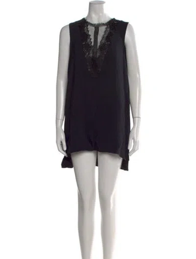 Pre-owned Lanvin Crew Neck Mini Dress In Black