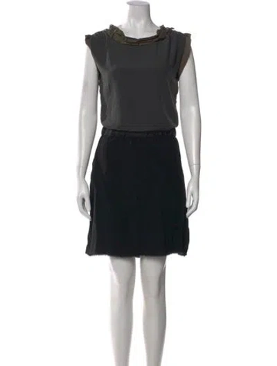 Pre-owned Lanvin Crew Neck Mini Dress In Black