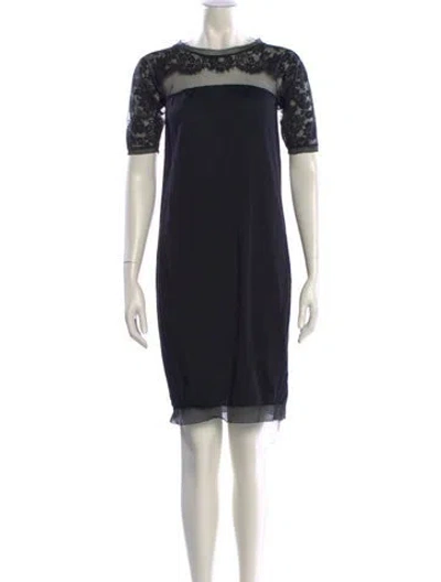 Pre-owned Lanvin Crew Neck Mini Dress In Black