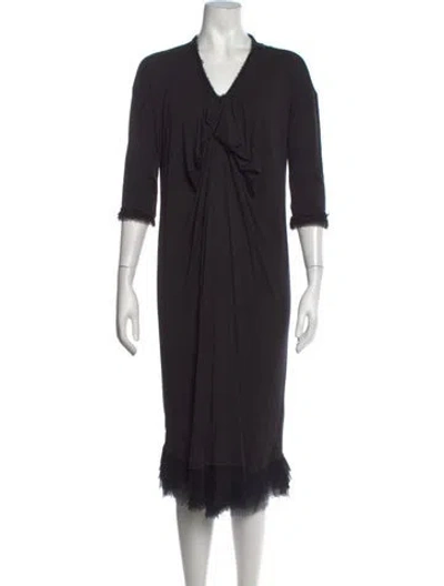 Pre-owned Lanvin Crew Neck Mini Dress In Black