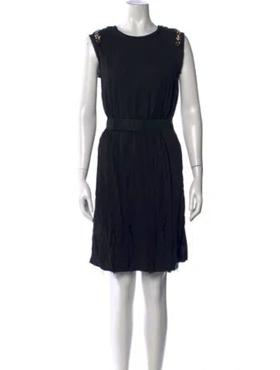 Pre-owned Lanvin Crew Neck Mini Dress In Black