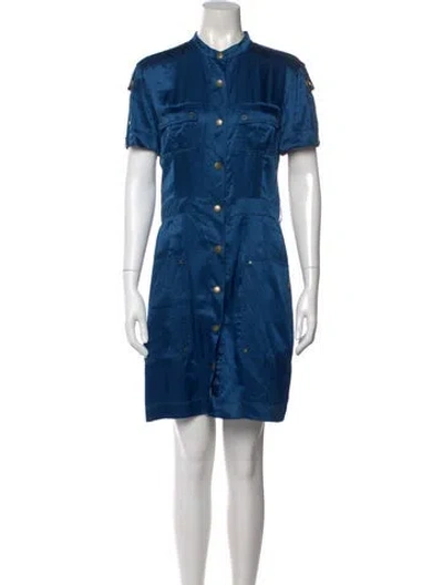 Pre-owned Lanvin Crew Neck Mini Dress In Blue