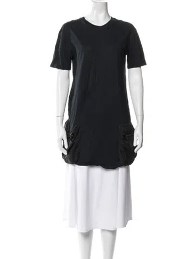 Pre-owned Lanvin Crew Neck Mini Dress In Blue