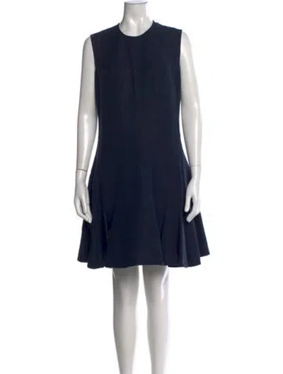 Pre-owned Lanvin Crew Neck Mini Dress In Blue