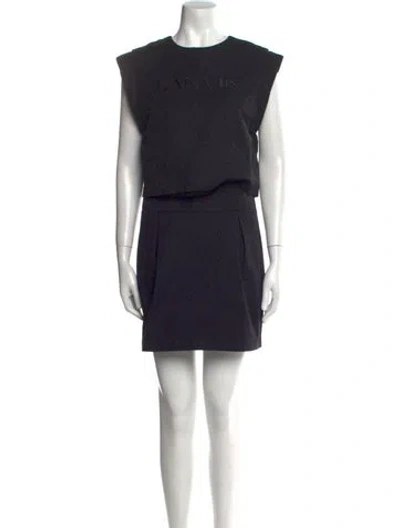 Pre-owned Lanvin Crew Neck Mini Dress In Gray