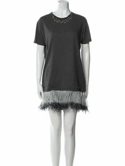 Pre-owned Lanvin Crew Neck Mini Dress In Gray
