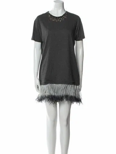 Pre-owned Lanvin Crew Neck Mini Dress In Grey
