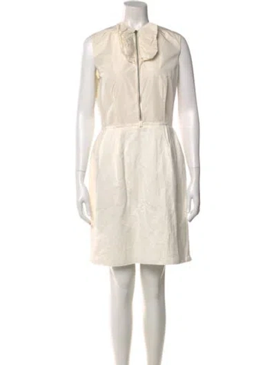 Pre-owned Lanvin Crew Neck Mini Dress In Neutral