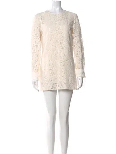 Pre-owned Lanvin Crew Neck Mini Dress In Neutral