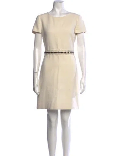 Pre-owned Lanvin Crew Neck Mini Dress In Neutrals