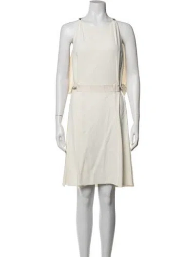 Pre-owned Lanvin Crew Neck Mini Dress In Neutrals