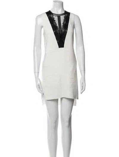 Pre-owned Lanvin Crew Neck Mini Dress In White