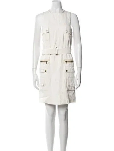 Pre-owned Lanvin Crew Neck Mini Dress In White