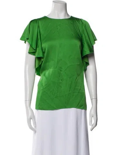 Pre-owned Lanvin Crew Neck Short Sleeve Blouse In Green