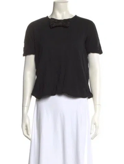Pre-owned Lanvin Crew Neck Short Sleeve Crop Top In Black