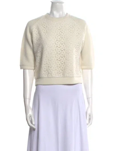 Pre-owned Lanvin Crew Neck Short Sleeve Crop Top In Neutral