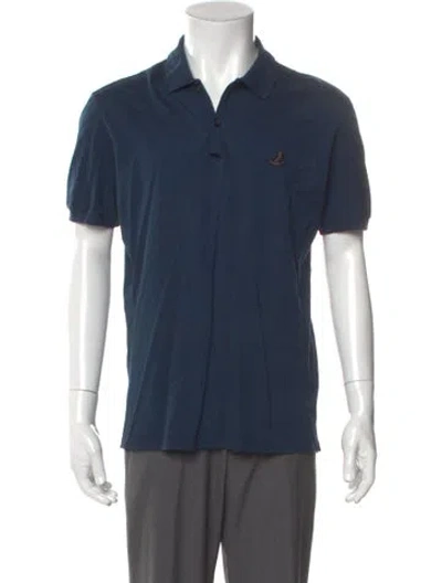 Pre-owned Lanvin Crew Neck Short Sleeve Polo Shirt In Blue