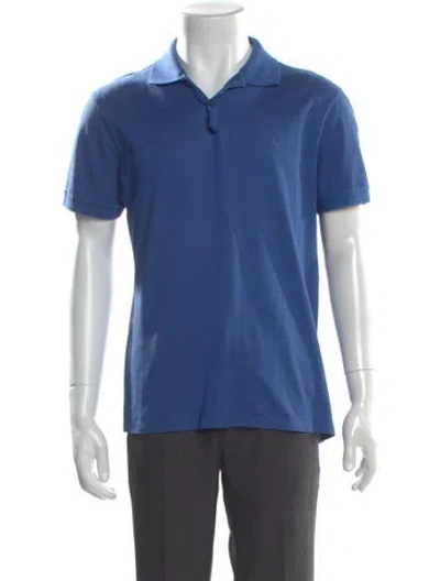 Pre-owned Lanvin Crew Neck Short Sleeve Polo Shirt In Blue