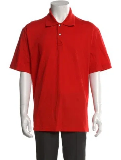Pre-owned Lanvin Crew Neck Short Sleeve Polo Shirt In Red