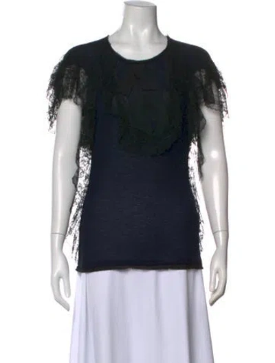 Pre-owned Lanvin Crew Neck Short Sleeve Top In Black