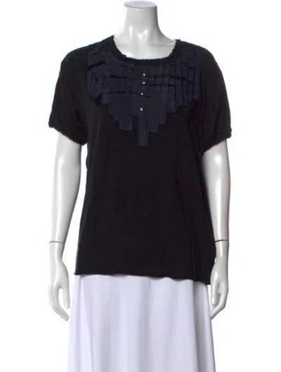 Pre-owned Lanvin Crew Neck Short Sleeve T-shirt In Black