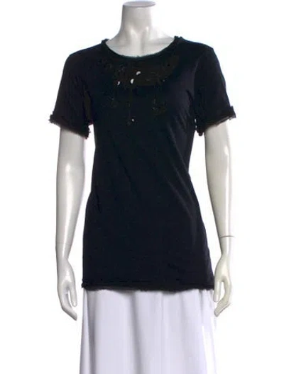 Pre-owned Lanvin Crew Neck Short Sleeve T-shirt In Black