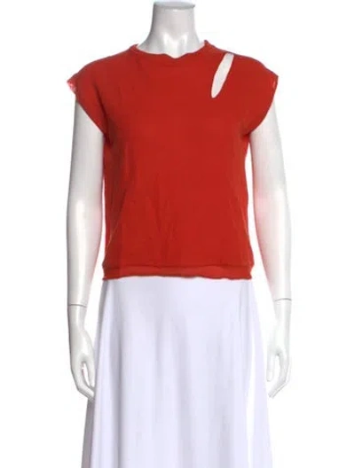 Pre-owned Lanvin Crew Neck Short Sleeve T-shirt In Orange