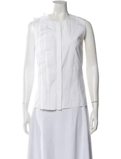 Pre-owned Lanvin Crew Neck Sleeveless Blouse In Neutral