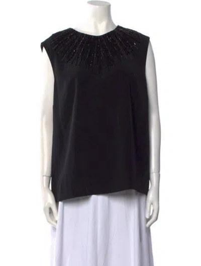 Pre-owned Lanvin Crew Neck Sleeveless Top In Black
