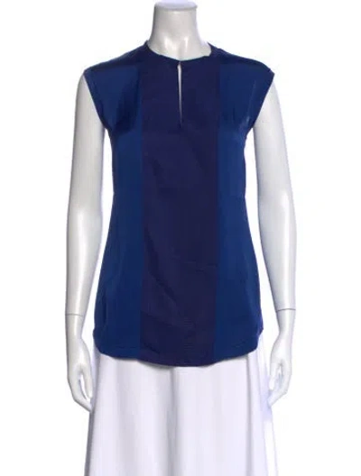 Pre-owned Lanvin Crew Neck Sleeveless Top In Blue