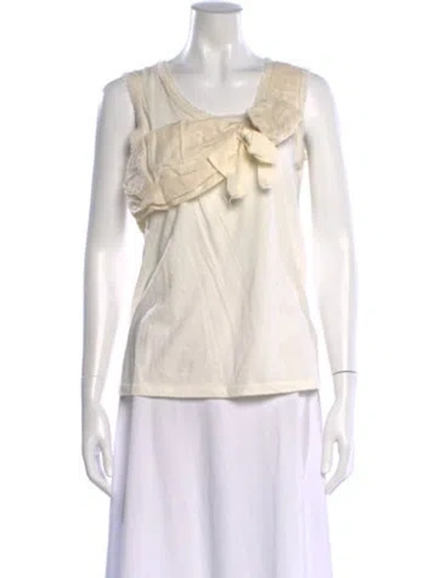 Pre-owned Lanvin Crew Neck Sleeveless Top In White