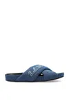 Lanvin Logo-embroidered Crossover Denim Slides