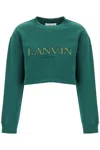 LANVIN LANVIN CROPPED SWEATSHIRT WITH EMBROIDERED LOGO PATCH WOMEN