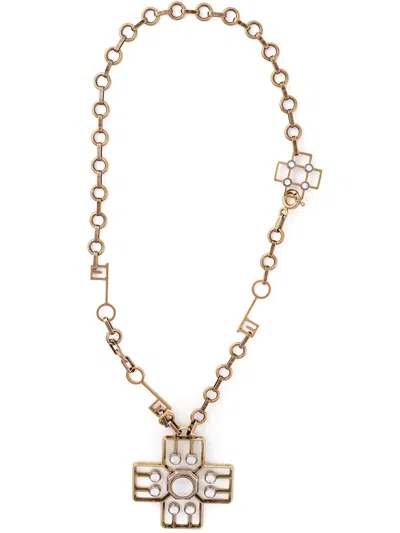 Lanvin Cross Pendant Necklace In Transparent
