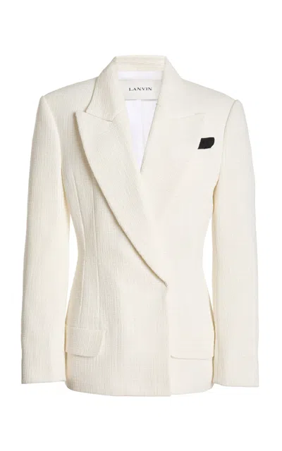 Lanvin Cross-buttoned Structured Cotton-blend Jacket In White