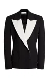 Lanvin Cross-buttoned Structured Wool-linen Jacket In Multi