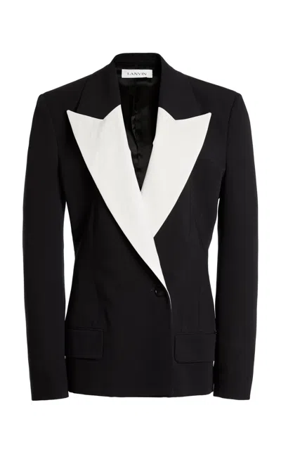 Lanvin Cross-buttoned Structured Wool-linen Jacket In Multi