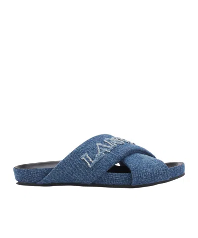 Lanvin Crossover Open Toe Denim Slides