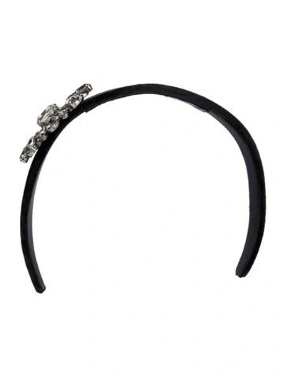 Pre-owned Lanvin Crystal Accent Velvet Headband In Black