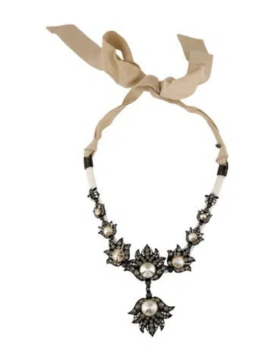 Pre-owned Lanvin Crystal & Ribbon Collar Necklace, 54" In Multicolor