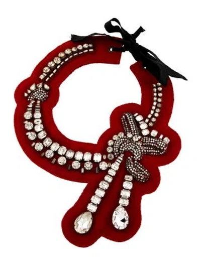 Pre-owned Lanvin Crystal & Wool Collan Necklace, 41" In Multi