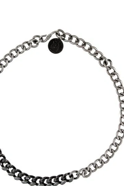 Pre-owned Lanvin Crystal Chain Link Necklace, 25.5" In Black