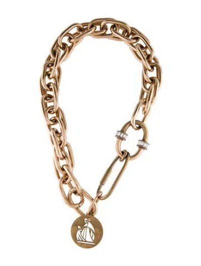 Pre-owned Lanvin Crystal Chain Necklace, 22" In Multi