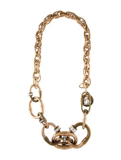 Pre-owned Lanvin Crystal Chain Necklace, 32" In Multi