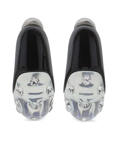 Lanvin Crystal-embellished Hoop Earrings In Black