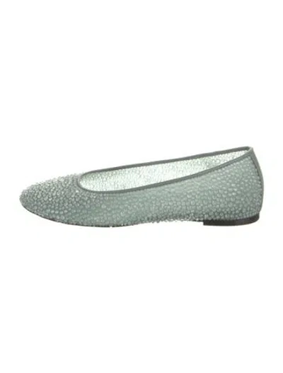 Pre-owned Lanvin Crystal Embellishments Ballet Flats In Green