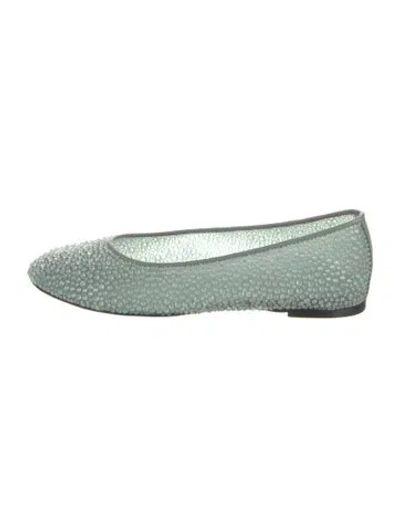 Pre-owned Lanvin Crystal Embellishments Ballet Flats In Green