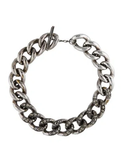 Pre-owned Lanvin Crystal Link Necklace, 19.5" In Multi