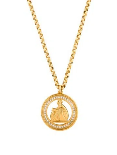 Pre-owned Lanvin Crystal Mother & Child Pendant Necklace, 26" In Multi