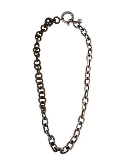 Pre-owned Lanvin Crystal Two-tone Chain Link Necklace, 32.5" In Multicolor